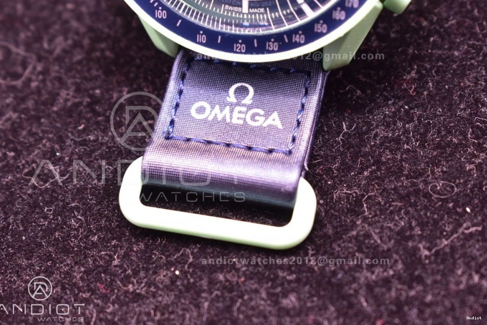 Strap Omega Nylon Earth Moonwatch to Bioceramic x on Quartz Swatch Mission 1228